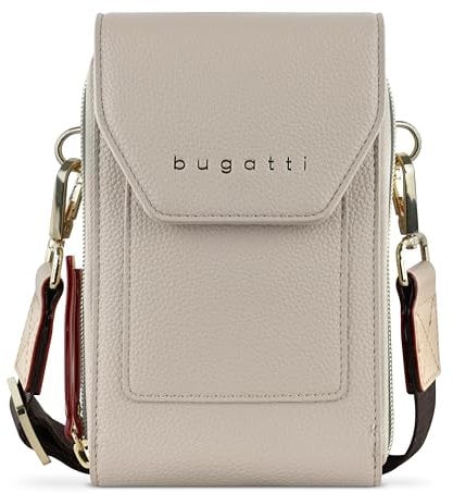 bugatti Ella Geldbörse Damen zum Umhängen mit Smartphone-Fach, Portemonnaie aus Kunstleder, beige