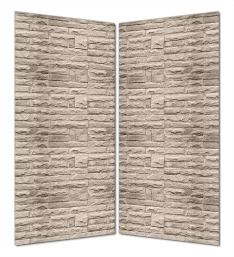 Wallario Selbstklebende Duschrückwand 160 x 200 cm, 2-teilig mit Motiv Steinwand grau-braun - Wandverkleidung Fließenersatz mit Hochglanzlaminat in Glasoptik