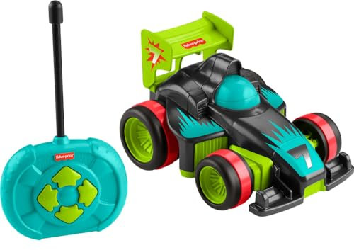 Fisher-Price Mi Primer RC, Coche de juguete de carreras teledirigido con 2 velocidades y mando radio control de fácil manejo con 4 botones, regalo para niños y niñas +3 años, HYH28