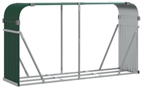 vidaXL Kaminholzunterstand, Kaminholzregal mit viel Stauraum, Feuerfest Brennholzregal mit Haken, Garten Holzlager Unterstand, Grün 234x45x100cm Verzinkter Stahl