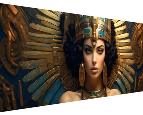 ADCCAT Diamond Painting Frau, Diamant Painting Bilder Ägypten Malerei Kits, Diamond Painting Erwachsene und Kinder Cross Stickerei Kunst Kits, Diamant Malerei Set für Wanddeko Wohnzimmer 75x30cm O-9