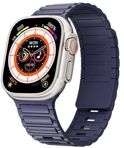 Magnetic Silicone Strap for Apple Watch Strap 40mm 41mm 42mm 44mm 45mm 46mm 49mm 38mm Soft Silicone Magnetic Link Sport Bands for iWatch Ultra 2 Ultra Series 10 9 8 7 SE 6 5 4 3 SE 2