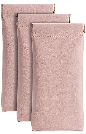 Ldirect Confezione da 3 custodie per occhiali da vista in pelle PU morbida custodia per occhiali da sole portatile per uomini e donne, Rosa Rosa Rosa, Taglia unica