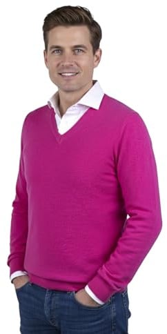 Marenza Scollo V Uomo Manica Lunga Misto Cashmere Seta Made in Italy