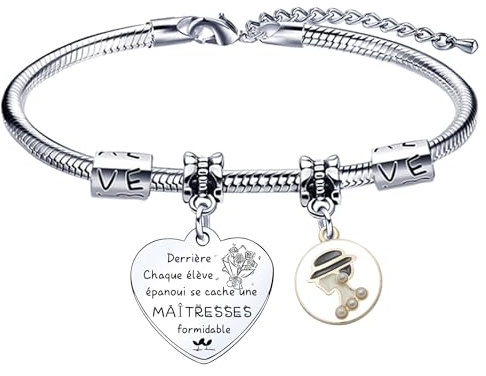 Lumengqi Cadeau Maitresse Bracelet Maîtresse Cadeau Maitresse d'école Cadeau Bracelet Femme Cadeau de fin d'année Scolaire Cadeau Maîtresse école (3)