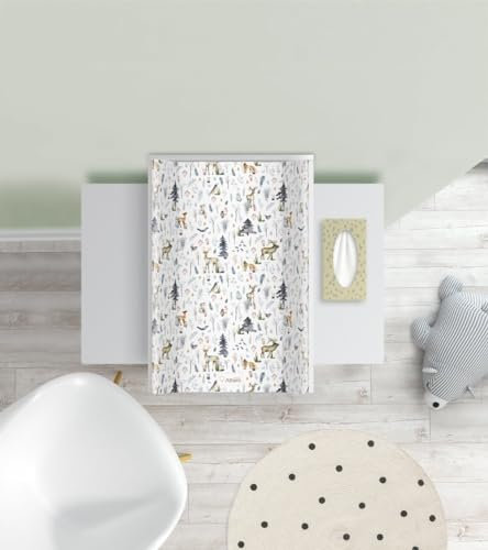Baby Wickelauflage ohne Verstärkung Skandinavischer Wald - 70X 47 cm - Wickelplatte für Babybett - Wickelaufsatz und Bettumrandung - Changing Mat Zubehör