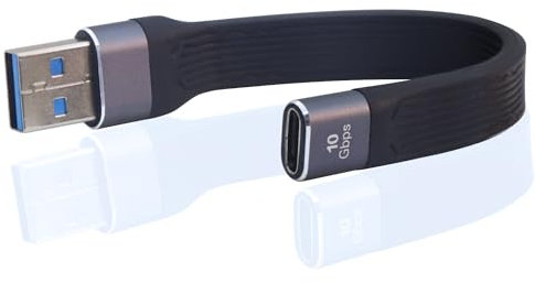 LANMINGLEL 10Gbps USB 3.1 Flat Soft Data Cable 100W USB3.1 Male to Type C Female 4K@60Hz Short USB C Cable for Laptop Phone Camera (USB A/M to C/F)