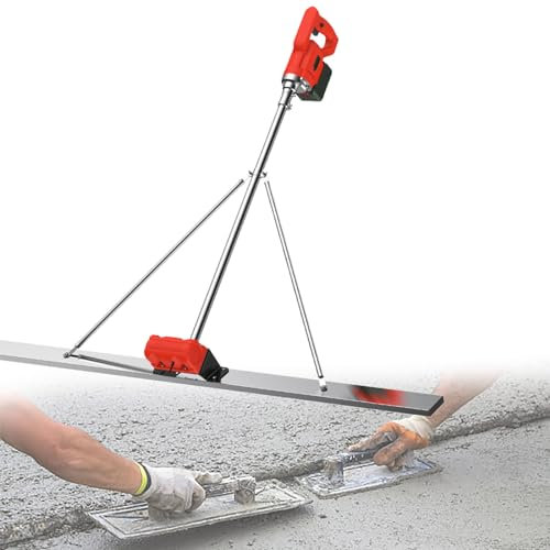 Elektrisches Estrich und Beton Finishing Vibrationswerkzeug, Kabelloser Betonrüttler, Oberflächen Glättmaschine mit 59-Zoll-Estrichmesser, 3000–6000 U/min, 2 Batterien