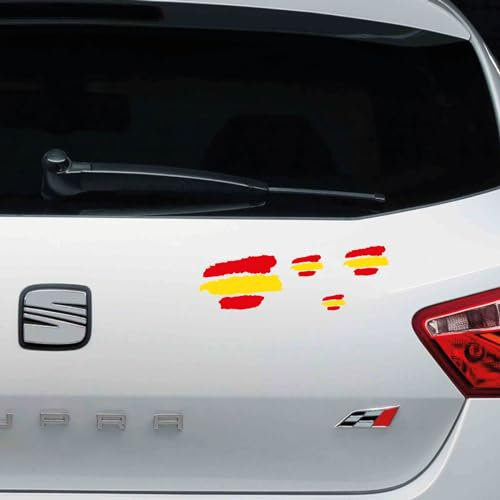 Pegatina vinilo Bandera España 1ud 10x6cm/3ud 5x3cm/5ud 2x1cm/12ud 4x2cm
