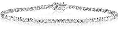 EDS Jewels Atemberaubendes 9 Karat (375) Weißgold Damen - Diamant Tennis Armband Brillant-Schliff 0.20 Karat HI - I1-18cm TRS35350