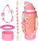 Mity rain Water Bottle Accessories Set for Owala, Including Water Bottle Handle Strap, Pink Charms,Boot, Bohemian Style Personality and Easy to Carry (pink, 24oz)