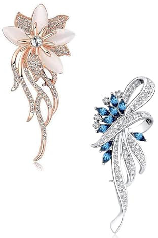 TOZBLEU 2pcs Frauen Brosche,Anstecknadeln für Damen,Mode Legierung Blume Elegante Strass Pin Anstecknadel Brosche für Kleidung Kleid Dekoration Schmuck,broche bouquet de mariage