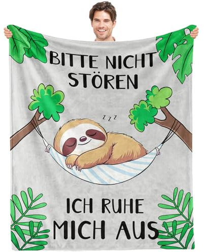 Yasrlvun Faultier-Bett-Geschenk, Faultier-Decke 152 x 127 cm, Super Soft Cozy Fleece Blanket, Geburtstagsgeschenk für Freundin