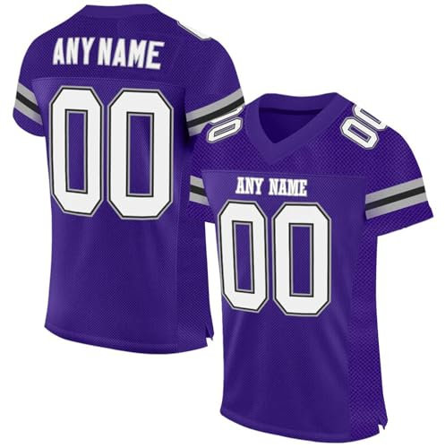Topassion Personalisiertes American Football Trikot mit Namen Nummer Benutzerdefinierte Herren Sporthemden Trikot Personalisierte Fußballtrikots Atmungsaktiv Fußball Jersey für Männer Kinder, S ~ 7XL