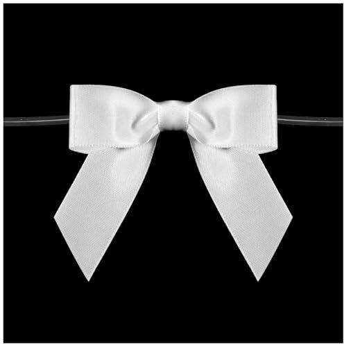 Oruola 50 Stück Schleifen Weiss,15 × 9 cm Weihnachtsbaum Schleife Weiß,Dekorative Schleifen & Bänder,Schleife mit Draht zum Geschenkverpackung für Hochzeit Geburtstag Weihnachten Geschenverpackung