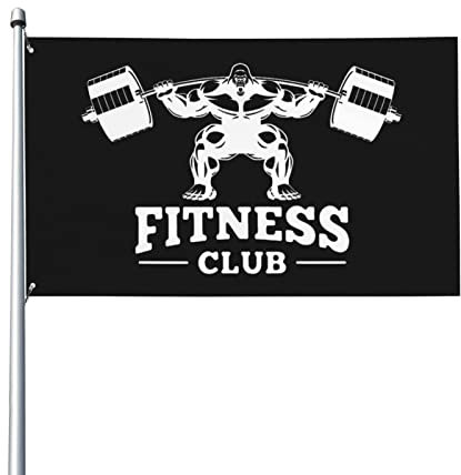 Gorilla Fitness Gewichtheben-Flagge für das Heim-Fitnessstudio, lebendige Farben, UV-beständig, perfekt für den Innen- und Außenbereich, Heimdekoration, 90 x 150 cm, einseitiges Polyester-Banner mit M