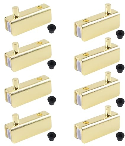 UFURMATE Glass Door Hinge, 8Pcs Frameless Glass Door Pivot Hinges Adjustable Cabinet Pivot Hinge Clip Replacement Kit, Fit 4-6mm Free-Swinging Glass (Gold)