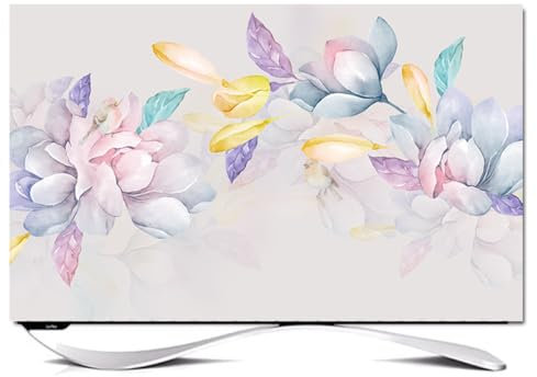 JANEMUA Copertura TV Antipolvere Copertura Protettiva per TV, Modello Floreale A Prova di Polvere/Sole, Universale per Monitor da Tavolo/da Tavolo/Supporto A Parete/TV Curvo-A||40-43inch
