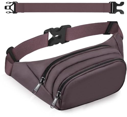 4 Taschen Bauchtasche Damen mit 35 cm verlängertem Gürtel Gürteltasche Herren Große Kapazität wasserdichte Hüfttasche Schwarz für iPad mini & iPhone 12 pro max- Bauchtasche für Sport