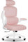 Aiidoits Bürostuhl, Ergonomischer Bürostuhl mit Verstellbarer Kopfstütze, Klappbaren Armlehnen und Lendenwirbelstütze, Bürostuhl 150 kg, Bürostuhl Ergonomisch Wippfunktion bis 135°, Rosa