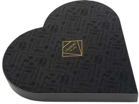 Edle Geschenkverpackung Luxusverpackung Herz aus schwarzem veredelten Karton mit Spotlack und hochwertiger Goldprägung - 1 Stück