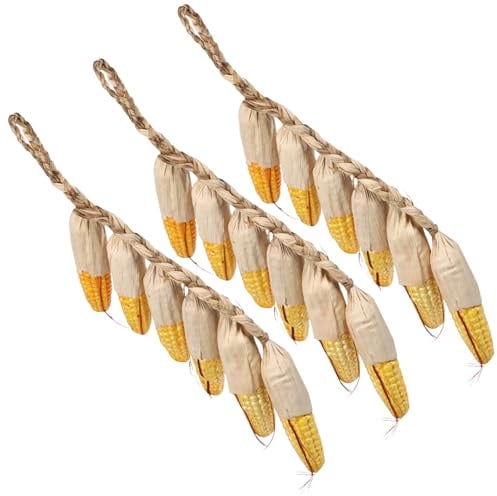 GRIRIW 3 Pannocchie di Mais Finte Decorative, Decorazione Vegetale Realistica da Appendere, 3 Pezzi, Aspetto Naturale per Casa e Parco