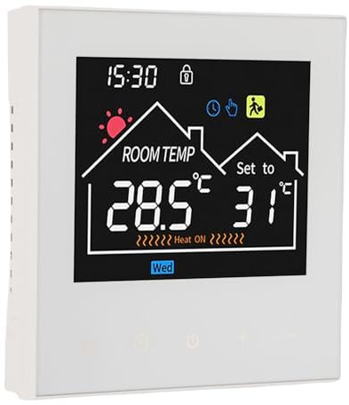 Smart Programmable Thermostat 5.5 HD Color Touchscreen with Energy Saving Mode Flame Retardant PC ABS Housing Multi Zone Control for Boiler Floor Heating (WiFi Model, Voice