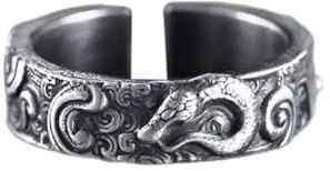 Auriselle Herrenring Verstellbar Totem Schlange Vintage Wikinger Retro Offener Ring Daumenring Gothic Punk Schmuck Geschenke für Männer Jungen Vater
