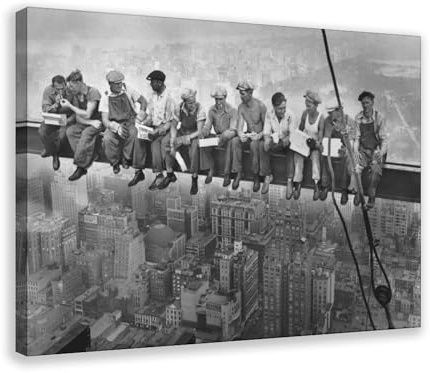 DYHXA Leinwandposter Lunch Atop A Skyscraper New York 1932, Schwarz-Weiß-Fotografie, Wohnzimmer, Wandkunst, Schlafzimmer, Büro, Küche, Dekoration, Geschenke, 30 x 45 cm