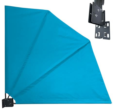 QUICK STAR Balkonfächer 115 x 115 cm Horizon Blue, Easy Mount Wandplatte, Balkon Sichtschutz Fächer Blickdicht, Windschutz Trennwand Wetterfest