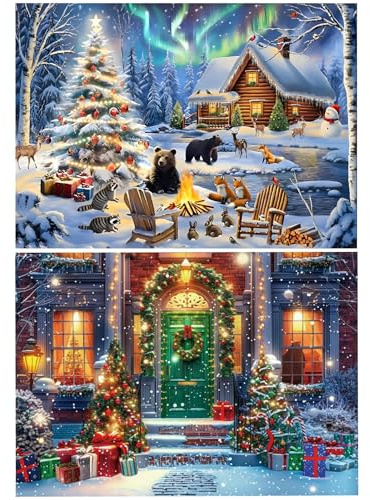 milaosk 2 Stück Diamond Painting Weihnachten 30 * 40cm 5D Diamant Painting Bilder Diamond Painting Winter Diamant Malerei Set DIY Home Wand Dekoration Geschenke für Erwachsene Kinder Anfänger