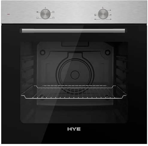 60cm Built-In Electric Static Oven - Stainless Steel & Black Glass Door | Double-Layer Low-E Glass Door, 4 Versatile Cooking Functions, User-Friendly Interior, Enamelled Frame & Embossed Racks