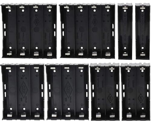 HAAMNING7 18650 Battery Case Holder, 4 types of 18650 battery boxes 1/2/3/4 Slot x 3.7V Battery Storage Box with Pin for DIY Parallel or Series Circuit PCB Projects (8 Pack)