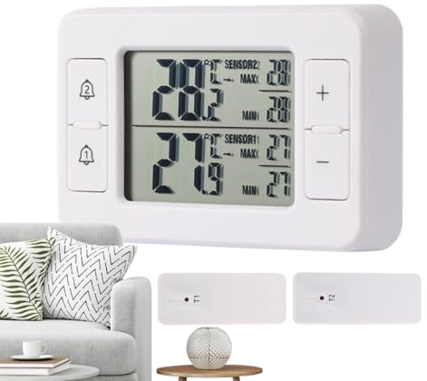 Ensemble De Thermomètre De Réfrigérateur À Double Transmetteur, Plage De -40 °C À 60 °C, Suivi Précis De La Sécurité Alimentaire En ABS, Garage Profond, Cave À Vin, Camping-car, Voyage, Pique-nique, R
