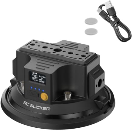 RCSUCKER 4.5 Electric Suction Cup Camera Mount, Heavy‑Duty Metal Car Mount | 50kg max load with 1/4 & 3/8 / Fits acamera, action cam & phone for car windshield, boat and car window outdoor shooting.