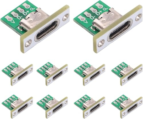 Willwewon 10PCS DIY OEM Type C Female Connector, USB C Panel Mount Converter with PCB Board