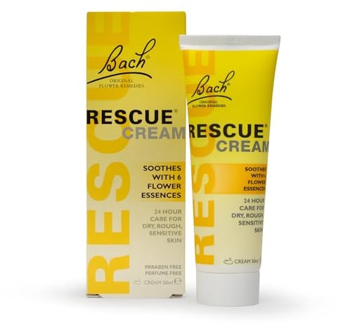 Rescue Cream, 24 Hour Moisturising Cream with Flower Essences for Emotional Wellness and Balance, Fragrance Free, Only for Skin, 1 x 50 ml
