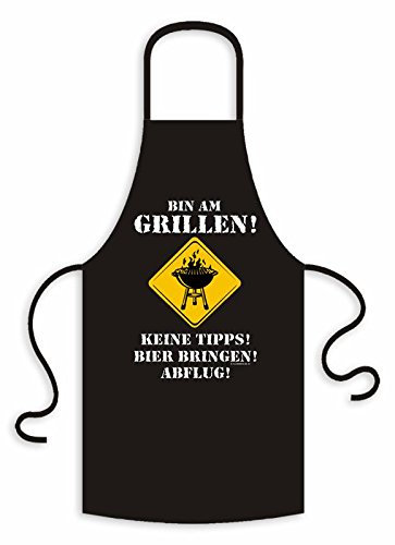 Close Up Grillschürze mit Spruch Bin am Grillen! in schwarz/Kochschürze für Erwachsene, Unversalgröße