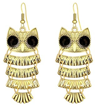 Andante-Stones Gold Vintage Retro OHRRINGE Eule + Organzasäckchen