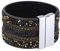 Morella Damen Glitzerarmband breit verziert mit Zirkoniasteinen und Magnetverschluss schwarz Gold