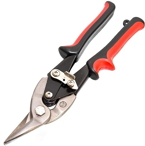 Blechschere (links) 250 mm Metallschere zum Schneiden von Blech, Aluminium, Maschendraht, Plastik, Leder, Kupfer, Kunststoffplatten