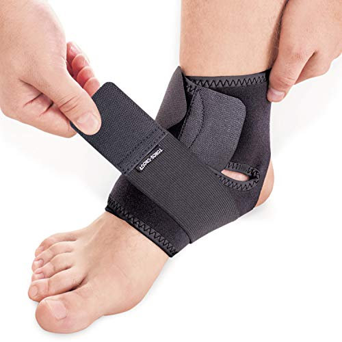TOROS GROUP MANUFACTURE Knöchelbandage mit Kompression Wrap Unterstützung für Fuß Support Bandage Neoprene Schwarz Large