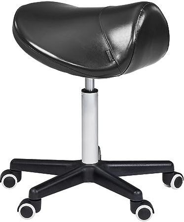 Master Massage Ergonomic Saddle Stool – Hydraulic Swivel Rolling Chair for Salon, Clinic, Tattoo, Dentist, Spa, Workshop, and Office – Black