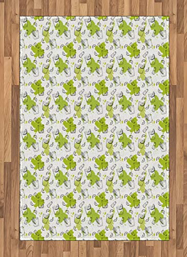 ABAKUHAUS Tequila Teppich, Zitronenscheiben Salzstreuer, Deko-Teppich Digitaldruck, Färben mit langfristigen Halt, 120 x 180 cm, Apfel, Grün, Grau