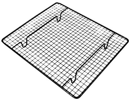 Cabilock Edelstahl Backgitter Kuchenrost Kuchenauskühler Backofen Grillrost Brot Auskühlgitter Backen Kühlregal Tortenrost Grillgitter für Fisch Fleisch Braten BBQ Grillen(Schwarz)