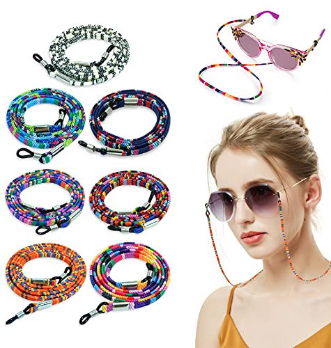 Hanyousheng Brillenband, 7 Stück Verstellbare Brillenkette, Sport Brillenkordel für Damen Herren, Rutschfest Brillenkordel, Sportbrillenband mit guter Schweißabsorption