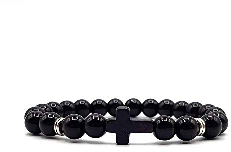KARDINAL WEIST Kruzifix - Kreuz Obsidian Perlen Armband - GLAUBE - LIEBE - HOFFNUNG - Gebetskette, Rosenkranz, Gebetsarmband - №1