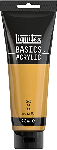 Liquitex 88700241 Basics - Peinture acrylique, peinture artistique monopigmentée, résistante à la lumière, qualité archive, finition satinée, tube de 250 ml - Or