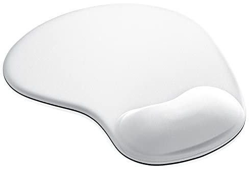 Mouse Mat WHITE ANTI-SLIP COMFORT MOUSE PAD MAT WITH GEL FOAM REST WRIST SUPPORT FOR PC LAPTOP - Compatible with Laser and Optical Mice