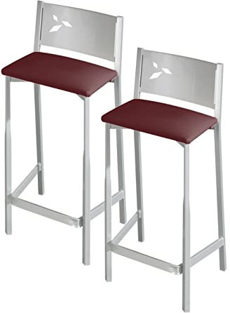ASTIMESA TAACBL Zwei Hocker für Küche, Sitz, 60 cm, Kunstleder, Bordeaux